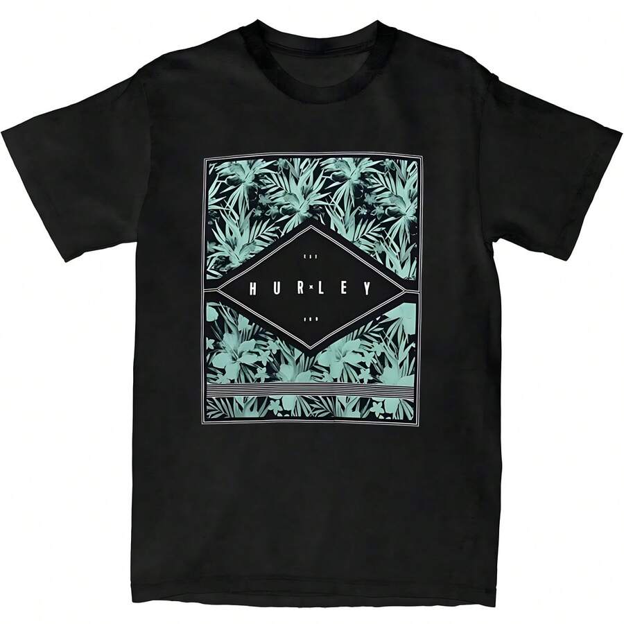 Hurley Men's Transition Hawaiian Floral Graphic Tee T-Shirt In Black - 黑色 - 查看 1