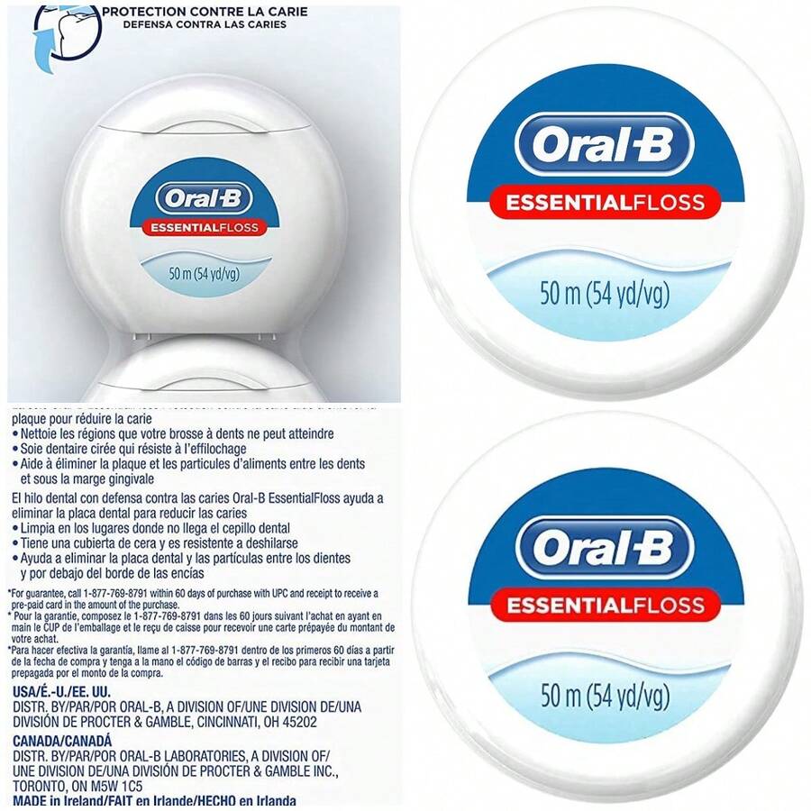 Cavity Defense Dental Floss, 50m, 2-Pack, Advanced Oral Care for Daily Use - como en la foto - Ver 1