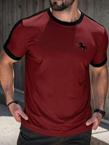 Men's Casual Round Neck Short Sleeve T-Shirt, Versatile - Multicolor - View 1