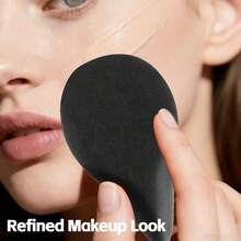 High-End Black Irregular Dual Makeup Sponges - 1 Large + 1 Small Per Set, 2/4/6/8pcs Options, Water-Activated Latex-Free For BB Cream, Liquid & Cream Foundation, Concealer & Blush - Multicolor - View 4
