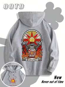 Kangaroo Hoodie Knight And Sun Unisex Men's And Women's Blouse 75% Cotton And 25% Polyester Top Premium Streetwear New Release Immediate Shipping Various Colors!! - 灰色 - 查看 1