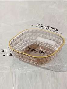 4/1pc Golden Edge Plastic Diamond Texture Tray - Washable, Reusable Kitchen Supplies - Multicolor - View 2