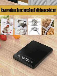 Báscula de cocina de 10 kg de capacidad, de material de acero inoxidable fácil de limpiar, adecuada para hornear y cocinar, puede medir con precisión gramos y onzas, con función de tara, diseño compacto, medición precisa (baterías no incluidas) - Multicolor - Ver 7