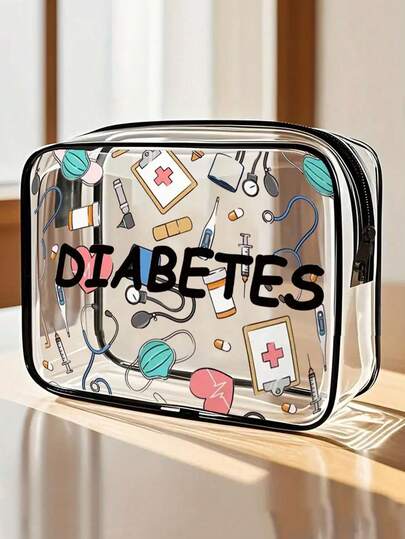 New Diabetes Storage Bag - Mini Cosmetic Bag, Transparent Toiletry Bag, Medical Bag, Travel Essentials, Zipper Portable Toiletry Bag, Beach Transparent PVC Toiletry Bag, Waterproof Storage Bag, Transparent Storage Bag, Cable And USB Interface Storage Bag, Can Store Medicines, Medical Supplies, Etc.