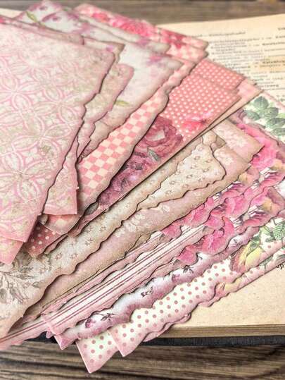 30pcs/Pack Vintage Floral Memo Pads With Burnt Edges, Decorative Stationery Paper,School Supplies,Back To School