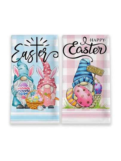 1/2/4Pcs Bunny-Themed Easter Kitchen Towels, Highly Absorbent, Perfect For Kitchen Decor, A Lovely Gift For Neighbors, A Sweet Housewarming Present For Friends, A Gift For Mom, And A Birthday Gift For Friends.