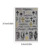 Cross-Shaped Gold & Silver Punk Style Nail Stickers, Waterproof Self-Adhesive Disposable Nail Stickers With Special Fonts And Patterns, Suitable For Natural Nails/Manicure - Multicolor - View 9