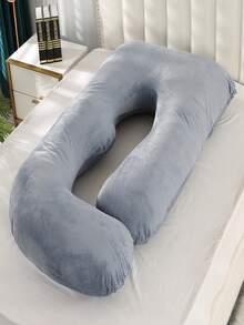 Soft Plush Pure Gray Pregnancy Pillow, Reading Back Pillow, Lumbar Support Pillow, Leg Rest & Neck Pillow, Bed Companion Pillow - Grey - View 1