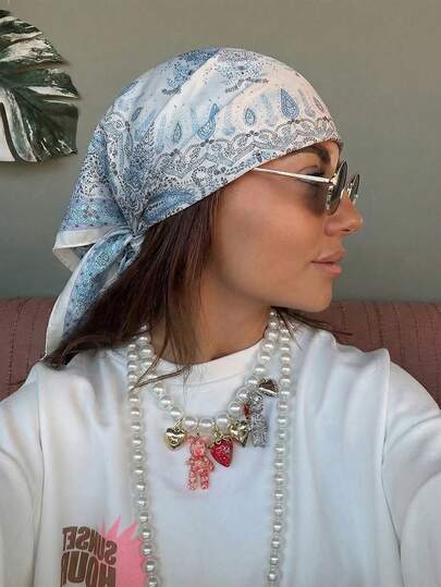 1 pieza Nuevo pañuelo estilo bohemio con estampado de paisley, bufanda de moda para mujer para protección solar, adecuada para uso diario y vacaciones, accesorio para el cabello de vacaciones de primavera/verano, diadema de playa para mujer