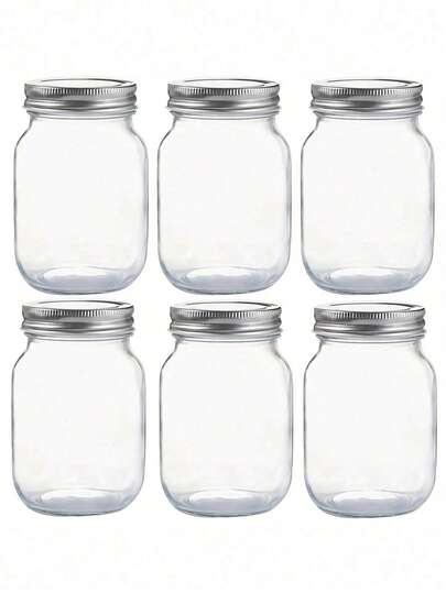 3个装玻璃梅森罐，带密封盖的玻璃储物罐，适用于盛装果酱、沙拉酱、蜂蜜，也可作为沐浴/婚礼礼物、厨房小工具或经济实惠的厨房配件。