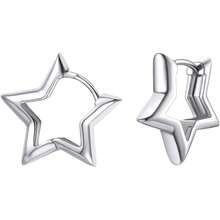 时尚独特个性化朋克极简主义尖刺吊坠耳环，男女皆宜 - 银色低过敏性吊坠耳环，可佩戴于耳骨，几何造型，适合各种耳廓。 - 銀色 - 查看 11