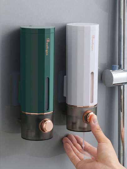 Wall-Mounted Soap Dispensers With Manual Press - High Quality, No-Drill For Bathroom, Shower, Home, Hotel, Restaurant Use, Minimalist Style, Refillable Dispenser, Home Use, Soap Dispenser Bathroom, Refill Bottle, Shower Gel Bottle, Hand Soap Refill Bottle, Bathroom, Holiday Essential, Home Decor, Bathroom Storage, Bathroom Decor, Bathroom Accessories, Bathroom Essentials