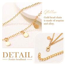 1PC Adjustable Gold Sequin Head Chain For Women, Alloy Bohemian Prom Headpiece Hair Jewelry, Cleopatra Festival Costume Hair Accessories, Fashion Bohemian French Elegant Summer Headband For Wedding, Party, Holiday, Daily Wear, Elegant Headpiece For Daily Photography Gift - 1 - Xem 3