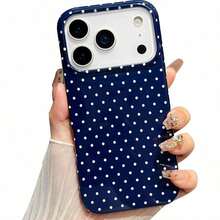 DJmltech For IPhone 17 Pro Case Polka Dot Phone Cases Aesthetic Design Women Girly Retro  Simple Slim Thin Flexible Shockproof Protective Cover Navy Blue - 款式1(1pc) - 查看 1