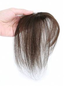 4x6cm Bangs Hair Topper, For Women, Clip-In Real Human Hair Extensions, 360° Coverage Of White Hair, Adds Volume, Suitable For Thin Hair, Seamless Top Hair Piece, Lightweight Straight Hair, Suitable For Daily Wear - Multicolor - View 6