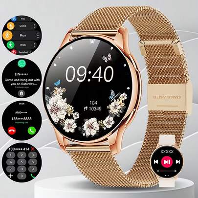 1pc New 1.50inch Full Screen Touch Silicone Strap Smart Watch, Support Call/Answer, Step/Calorie Tracker, Notification, Remote Camera, Wireless Music, 3 Colors: Black, Gold, Silver, Suitable For Friends, Couples, Students As Gifts