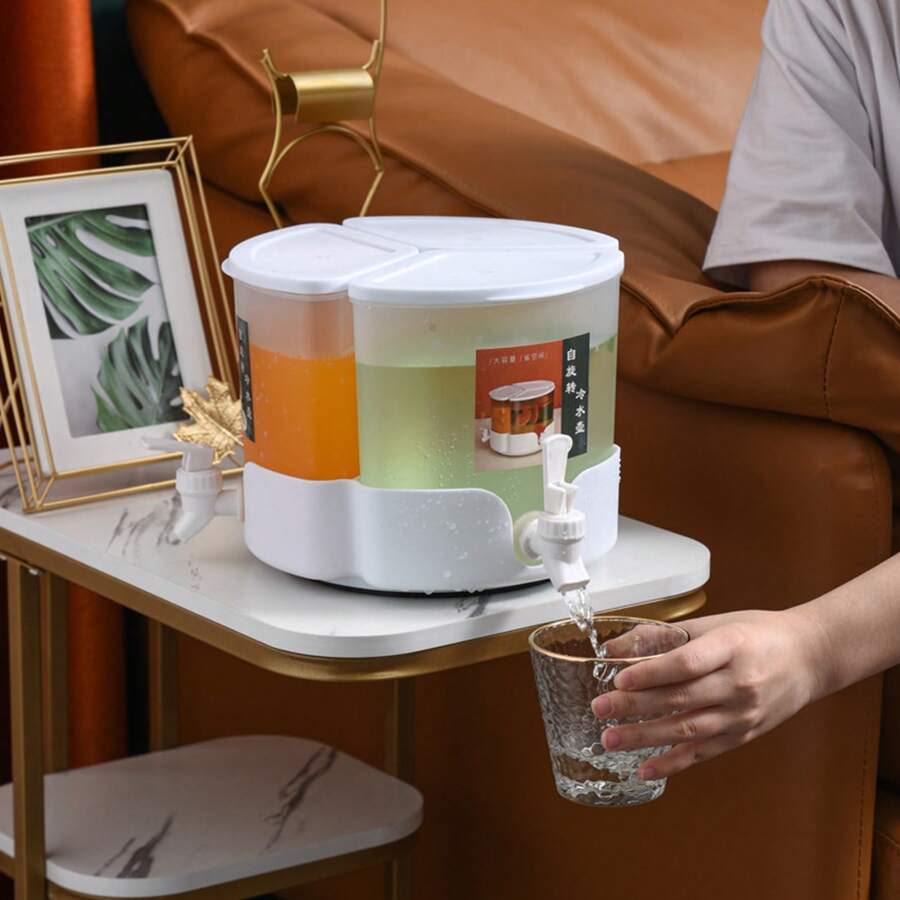 Rotating Cold Water Jug With Tap Fridge Optimized Multi Functional Cold Brew Beverage Dispenser 2L - White - View 1