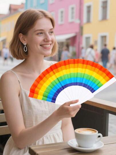 20把彩虹折扇，彩色手扇，彩虹派对装饰，适用于婚礼、游行、派对、小礼物，男女通用彩虹手扇，彩虹塑料折扇，适用于音乐节、俱乐部、活动、派对、舞蹈、表演、礼品