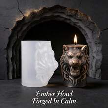 1Pc Crowned Lion Head Ornate Relief Nonstick Silicone Candle Mold, 3D Sculpture Easy Release Candle Mold For Holiday Gift And Home Styling - SHJY-gJ381 - View 12