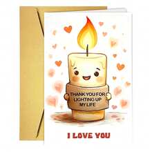 1Pc "I Love You" Themed Candle Greeting Card, Suitable For All Occasions: Valentine's Day/Birthday/Wedding/Anniversary Teacher/Mom/Dad/Close Friend Thank You Card - Multicolor - View 4