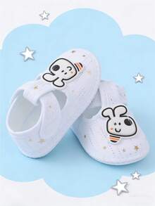 1 Pair Baby Soft Bottom Indoor/Outdoor Toddler Shoes, Suitable For Infant Boys And Girls Learning To Walk - White - View 4