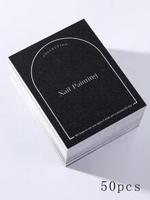 10/20/50张美甲效果展示卡，11x8厘米长方形展示卡，专业美甲沙龙包装卡，适用于美甲师和顾客DIY美甲摄影背景道具和收纳袋，美甲模板卡 - 黑色 - 查看 11