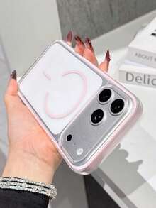 1pc High-Quality Wireless Charging Colorblock Transparent Shock-Proof Soft Silicone Phone, Compatible With 13/13 Pro/13 Pro, 14/14 Pro/14 Pro/14 Plus, 12, 15/15 Pro/15 Pro, 16/16 Pro/16 Pro/16 Plus, 17/17 Pro, 11, Cute Smartphone Protective Cover - Hồng - Xem 5