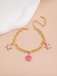 1pc Cute Starfish, Seashell, Or Turtle Design Bracelet, Suitable For Daily Wear With Outfits - Gold - View 6