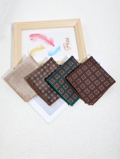 1pc Fashionable Casual Versatile Men's Retro Small Plaid Pattern Pocket Square Handkerchief Suit Chest Towel, Suitable For Daily, Party, Banquet