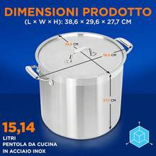 Marmite en acier inoxydable NutriChef 13,2L avec couvercle, poignéergonomiques, pot durable pour cuisinière à induction, idéal pour les cuisines professionnelles et domestiques. - 15,1 litres - Voir 2
