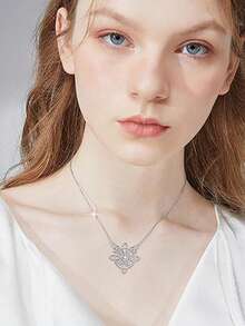 925 Sterling Silver Minimalist Witch Knot Pendant Necklace, Suitable For Daily Wear, Gift For Girlfriend, Wife, Mother On Birthday, Anniversary - trắng - Xem 5