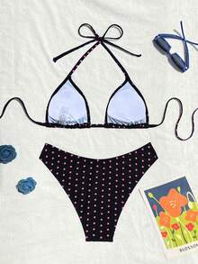 Bộ bikini hai mảnh chấm bi dành cho nữ, kiểu dáng nghỉ mát biển, thích hợp cho mùa xuân/hè. - Nhiều màu - Xem 2