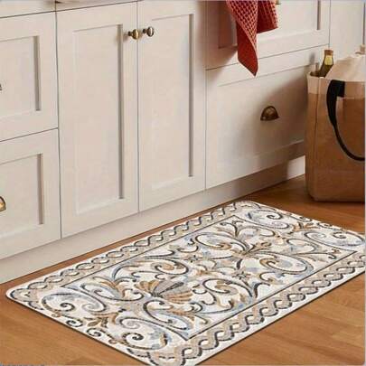 1pc Elegant Pattern Suitable For Kitchen, Living Room, Porch, Balcony Decor, Indoor Decorative Mat. Multipurpose Rug, Kitchen Mat.