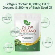 New Model Oil Of Oregano Softgels |   Organic Oregano Oil Extract |   6000mg Oregano Oil With 200mg Black Seed Oil Capsules |   Natural Antioxidants Fitness |   Gluten Free Formula (300 Count) Edible Supplement - 2pcs - 查看 4