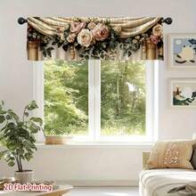 1pc 2D Flat -2D Flat - 1pc Of Vintage Floral Valance Curtain With A 2D Flat Print And Rod Pocket Design, Easy To Install, Perfect For Enhancing The Ambiance Of Bathrooms, Housewarming Events, Art Deco Themes, Party Decorations, And Kitchens-YJ - trắng - Xem 2