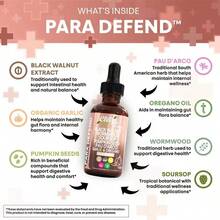 Para Defend Wormwood Black Walnut Cleanse For Humans Drops Liquid Soursop Garlic Pumpkin Seed PAU D'Arco Oil Of Oregano Turmeric Berberine Neem Extract Hull Bark Tincture - 1件 - 查看 6