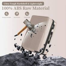 YSTYLE Set Of 4 Hardside Suitcases (12, 20, 24, 28inch), With Scratch- And Impact-Resistant ABS Shell And Spacious Design: The Ideal Travel Companion. - Champagne - View 3