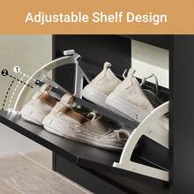 SoBuy 3 Flip-Drawers Shoe Cabinet Shoe Rack Shoe Storage Cupboard Organizer Blue W53 X D24 X H118cm FSR94-B - Black - View 6