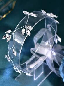 1pc Elegant Handmade Crystal Bridal Headband, Suitable For Weddings, Parties, Galas, And Daily Wear - Silver - View 6