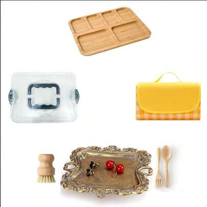 1pc Portable Bamboo Cheese Board, Wooden Serving Tray For Snacks, Appetizers, Camping, Party, Restaurant / Festival Decoration