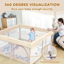 ¡RecomendadoParque infantil plegable para bebés y niños pequeños, patio de juego portátil de 50 x 50 pulgadas, bolígrafo plegable con tapete de malla visible, 50 bolas oceánicas, centro de actividades para¡Top de Temporada - Amarillo - Ver 4