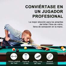 2 Tacos de Billar Palos Snooker Desarmable Profesional Con 2 Guantes 4 Tizas, Cues Billar Varilla de Billar Pool Cue Stick para Principiante Taco de Piscina Palo de Salas de Billar y Doméstico - Blanco - Ver 2