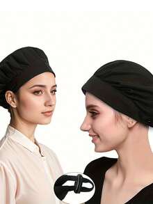 4pcs Chef Hats, Adjustable Catering Service Hair Nets, Reusable Washable Mesh Caps - All Fabric - View 5