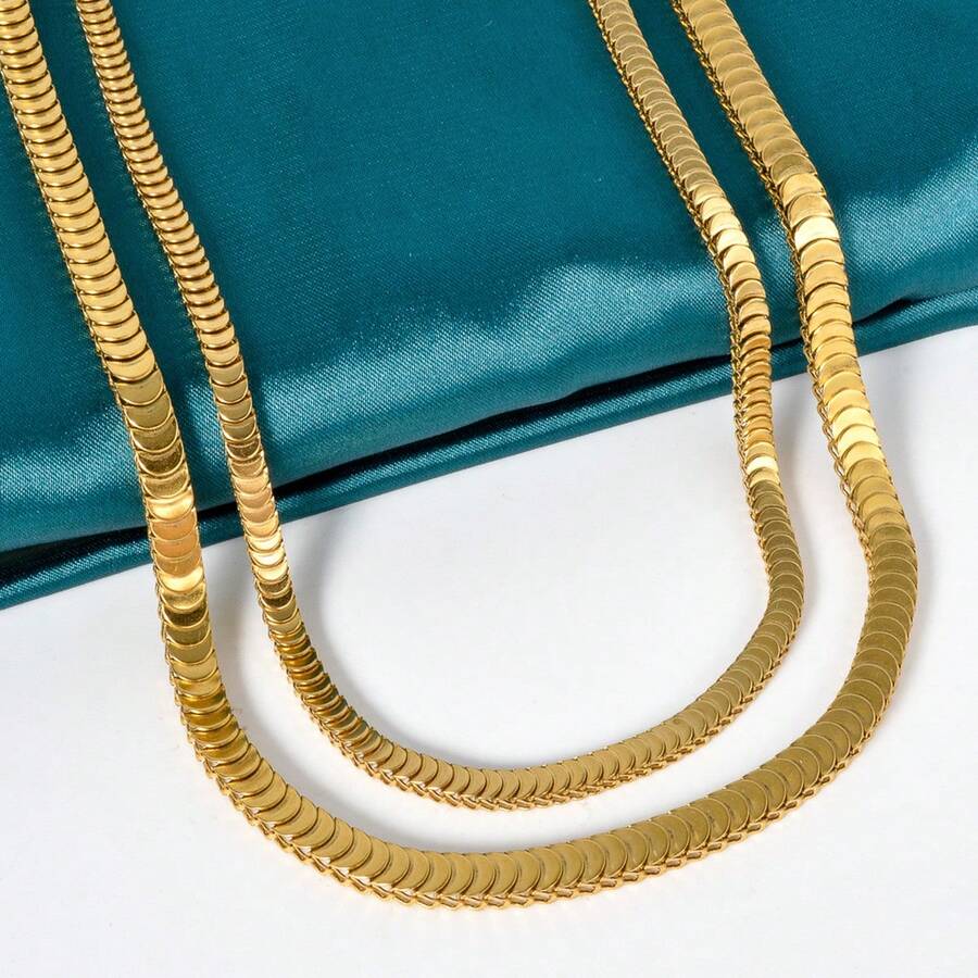 1 pieza Collar de 60cm con forma de media luna simple y personalizado, chapado en oro de 18k, brillante, para uso diario y múltiples escenarios para mujeres - Dorado - Ver 1