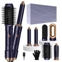 UKLISS 6-In-1 Hot Air Brush Set With 3 Temperature Settings (50℃/78℃/105℃) - Multifunctional Hair Dryer Straightener Curler, Time-Saving, Portable For Travel, Ideal Christmas Gift To Create Stylish Hairstyles - 查看 1
