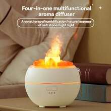 Humidificador De Luz Ambiental Led De Piedra De Sal, Luz De Llama De Modo Doble Y Máquina De Aromaterapia De Color Gradiente USB, Una Combinación De Dos En Una Luz Nocturna Y Humidificador Junto A La Cama - 1PC - Ver 2