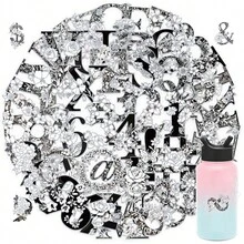 50pcs Letters And Numbers PET Stickers Hot Stamping Decals For Laptop Notebook Suitcase Skateboard Guitar DIY Aesthetic Transparent Stickers - 1 Set - View 13