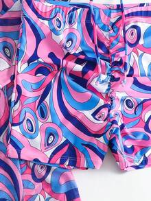 3-Piece Bikini Set: Kimono, Shorts, Top, Beach Cover-Up - Purple - View 7
