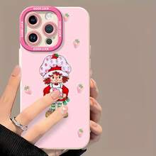 Estuche para teléfono con personaje de Chef Fresa Compatible con teléfonos   17  16 Pro Max  15 Pro Max  13 y  12 Hecho de material de TPU, mejora la protección de la lente y muestra un diseño caprichoso de chef fresa que brinda protección integral contra golpes y caídas con una apariencia elegante y divertida Es el regalo perfecto para familiares, amigos, seres queridos, novios / novias y aniversarios - Blanco - Ver 2