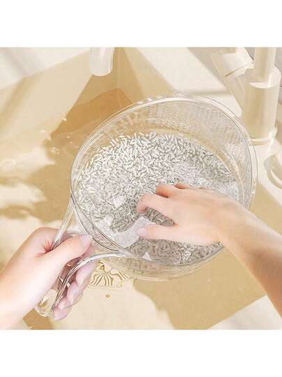 1pc Multifunctional Rice Washing And Draining Basin, Large Capacity Water Filter Basket, Plastic Multi-Purpose Kitchen Filter, Multifunctional Kitchen Vegetable Washing Basket, Space-Saving Kitchen Sink Storage - Easy-To-Clean Design With Ergonomic Handle, Suitable For Washing Rice, Vegetables, Fruits, And Pasta